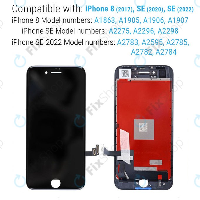 Displej pro iPhone 8, SE (2020), SE (2022), White, Dotykové sklo s rámem