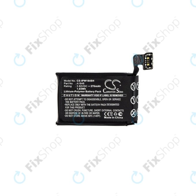 Baterie pro Apple Watch 3 38 mm, 270mAh, GPS + Cellular Version, Li-Pol, 3.82 V, A1848, HQ