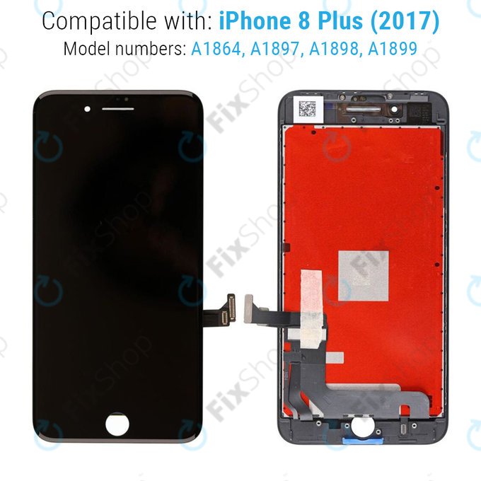 Displej pro iPhone 8 Plus, Black, Dotykové sklo s rámem, Refurbished
