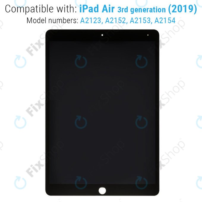 LCD Displej pro iPad Air (3rd Gen 2019), Black, Dotykové sklo bez rámu, Refurbished