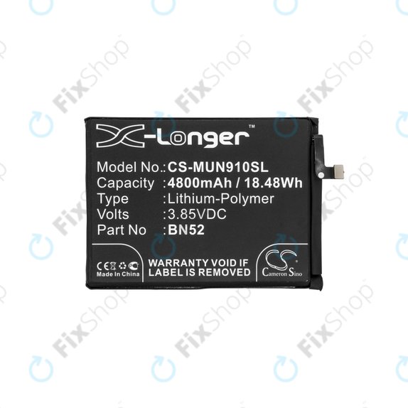 Baterie pro Xiaomi Redmi Note 9 Pro, 4800mAh, Li-Pol, 3.85 V, BN52, HQ