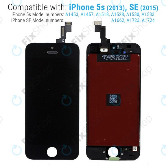 Displej pro iPhone 5S, SE, Black, Dotykové sklo s rámem