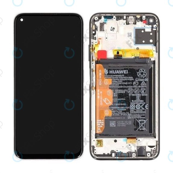 Huawei P40 lite - LCD Displej + Dotykové Sklo + Rám + Baterie (Breathing Crystal) - 02353KFV Genuine Service Pack