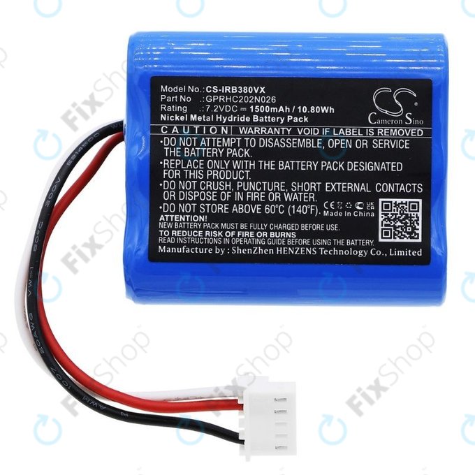 iRobot Braava 2000, 300, 380, 380T, 381, 390, Mint 5200, Mint Plus 5200, Proscenic JOJO Professional - Baterie GPRHC202N026, 4409709, W206001001399 Ni-MH 7.2V 1500mAh HQ