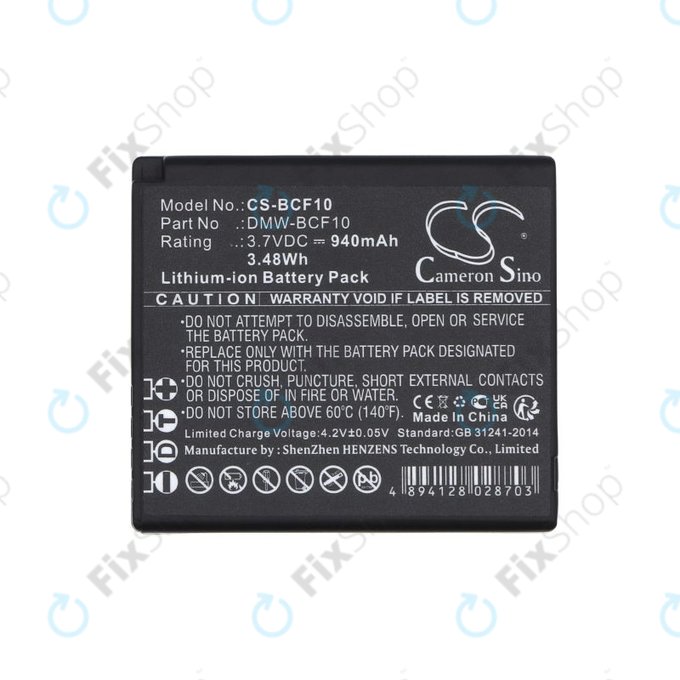 Baterie pro Panasonic Lumix DMW-BCF10, 940mAh, Li-Ion, 3.7V, DMW-BCF10, HQ
