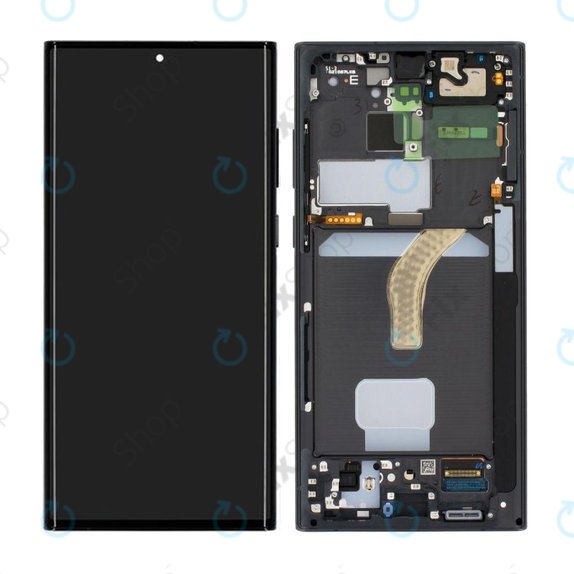 Samsung Galaxy S22 Ultra S908B - LCD Displej + Dotykové Sklo + Rám (Phantom Black) - GH82-27488A, GH82-27489A Genuine Service Pack