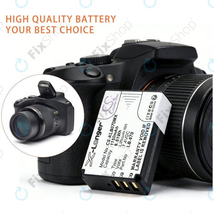 Baterie pro Kodak PIXPRO S1, AZ651, AZ652, AZ901, 1150mAh, Li-Ion, 7.4V, LB-070, HQ