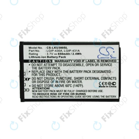 Baterie pro LG 230 Nite, 650mAh, Li-Ion, 3.7V, LGIP-430A, HQ
