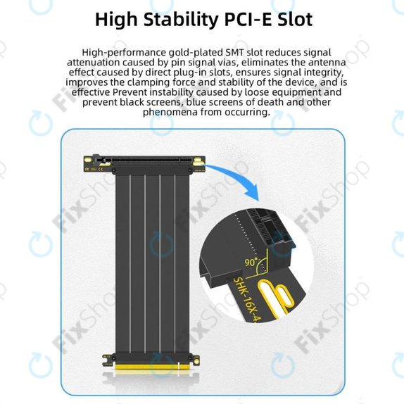 PCIe 4.0 x16 riser kabel pro grafickou kartu, 20cm, černý