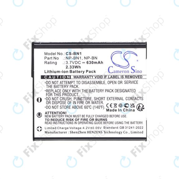 Baterie pro Sony Cyber-Shot DSC-TX20, TX9, 630mAh, Li-Ion, 3.7V, NP-BN1, HQ