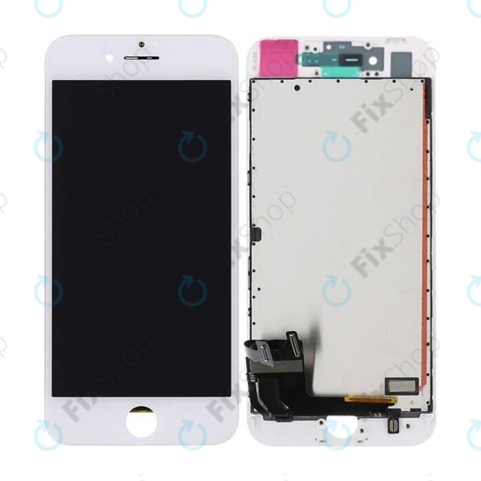 Displej In-Cell pro iPhone 8, SE (2020), SE (2022), White, Dotykové sklo s rámem, FixPremium