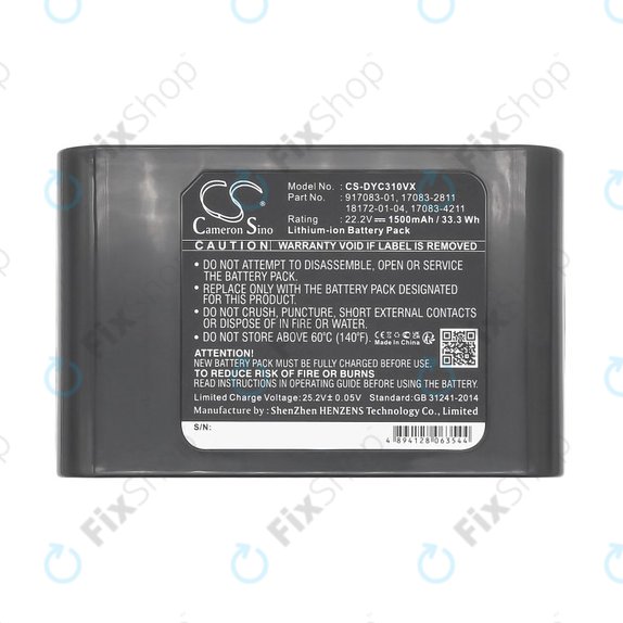 Baterie pro Dyson DC31, DC34, DC35, DC44, 1500mAh, Li-Ion, 22.2V, 17083-2811, HQ