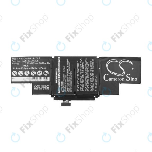 Apple MacBook Pro 15" A1398 (Mid 2012 - Early 2013) - Baterie A1417 8600mAh HQ