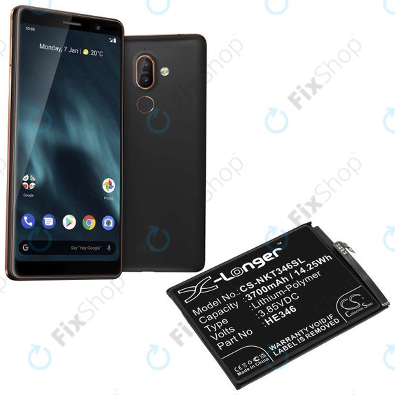 Baterie pro Nokia 7 Plus, 3700mAh, Li-Pol, 3.85 V, HE346, HQ