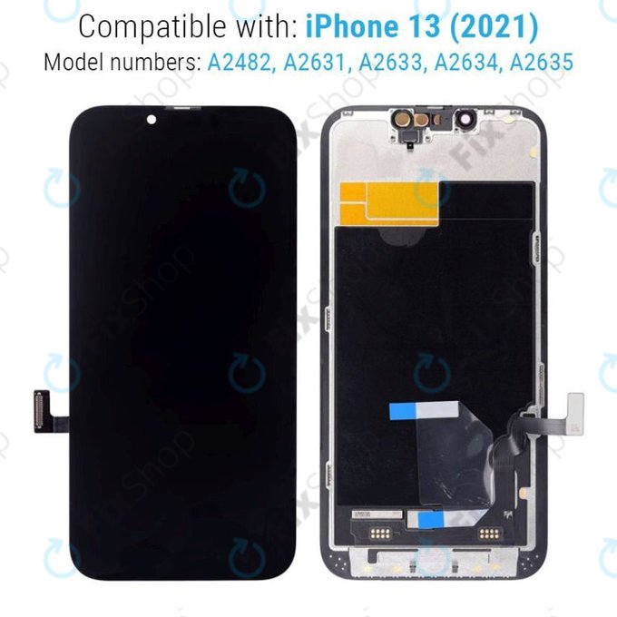 Displej Hard OLED pro iPhone 13, Dotykové sklo s rámem, FixPremium