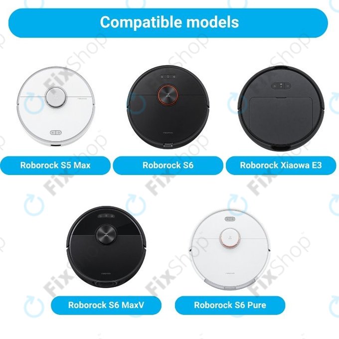 Sada náhradních dílů pro Xiaomi Roborock S5 Max, S6, S6 MaxV, S6 Pure, Xiaowa E3 (2x Hlavní kartáč, 4x Filtr, 4x Boční kartáč – černý, 4x Mopovací útěrka)