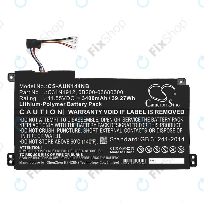 Baterie pro Asus Vivobook 14, E510, 3400mAh, Li-Pol, 11.55V, C31N1912, HQ
