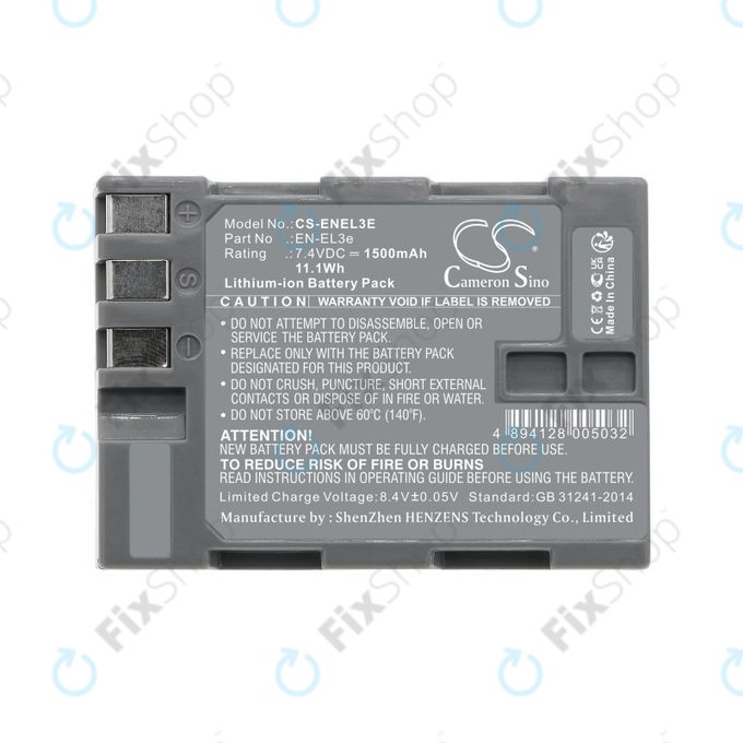 Baterie pro Nikon D100, D200, D50, D70, D70s, D80, D300S, D700, D90, D300, 1500mAh, Li-Ion, 7.4V, EN-EL3e, HQ