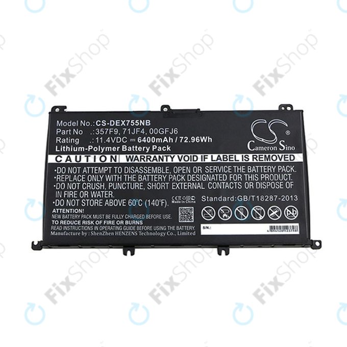 Baterie pro Dell Inspirion 15, 6400mAh, Li-Pol, 11.4V, 357F9, HQ