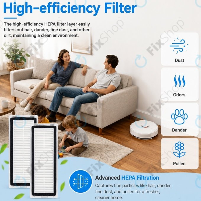 Sada náhradních dílů pro Xiaomi Dreame D9 Max Gen2, D10s, D10s Pro (1x Hlavní kartáč, 2x Filtr, 2x Boční kartáč – černý)