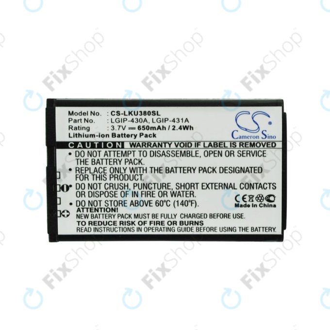 Baterie pro LG 230 Nite, 650mAh, Li-Ion, 3.7V, LGIP-430A, HQ