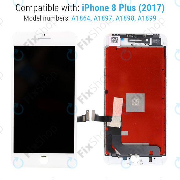 Displej pro iPhone 8 Plus, White, Dotykové sklo s rámem, Refurbished