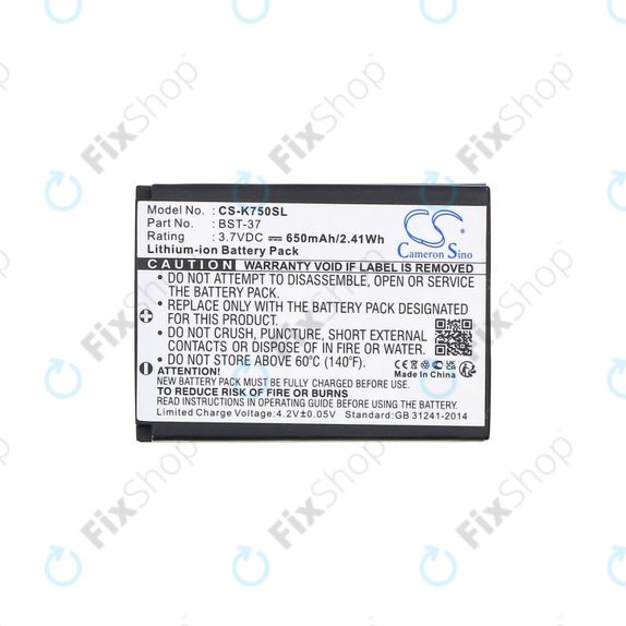 Baterie pro Sony Ericsson, 650mAh, Li-Ion, 3.7V, BST-37, HQ