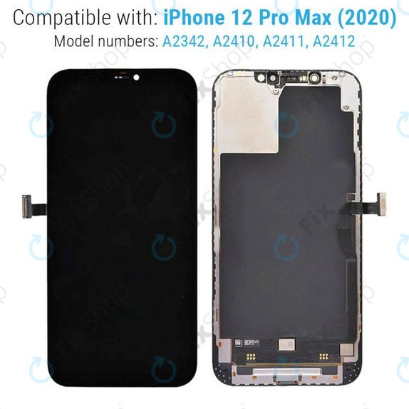 Displej Hard OLED pro iPhone 12 Pro Max, Dotykové sklo s rámem, FixPremium