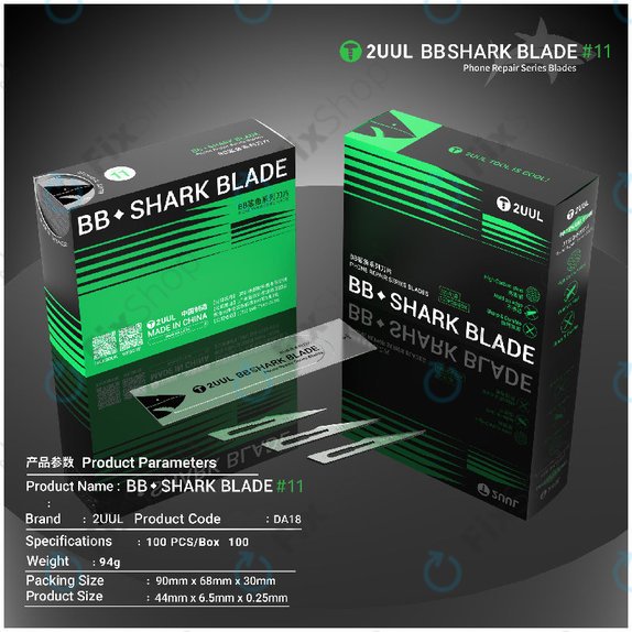 Skalpelové čepele Shark No.11, BB, 2UUL DA18, 100ks/box
