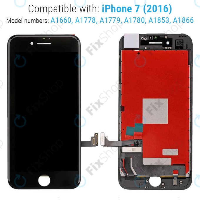 Displej pro iPhone 7, Black, Dotykové sklo s rámem