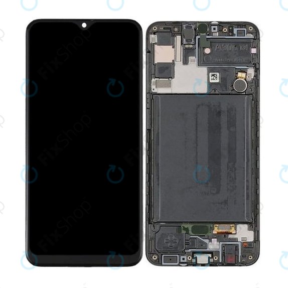 Samsung Galaxy A30s A307F - LCD Displej + Dotykové Sklo + Rám (Prism Crush Black) OLED