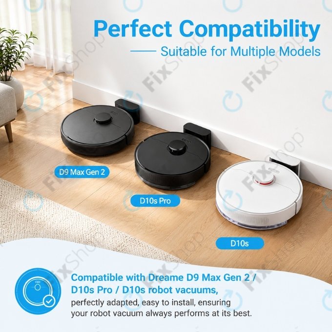 Sada náhradních dílů pro Xiaomi Dreame D9 Max Gen2, D10s, D10s Pro (1x Hlavní kartáč, 2x Filtr, 2x Boční kartáč – černý)