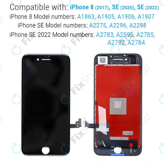 Displej pro iPhone 8, SE (2020), SE (2022), White, Dotykové sklo s rámem, Refurbished
