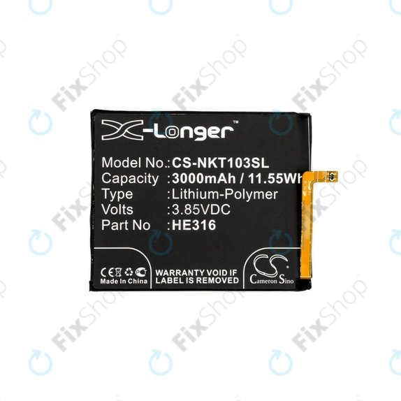 Baterie pro Nokia 6, 3000mAh, Li-Pol, 3.85 V, HE316, HQ