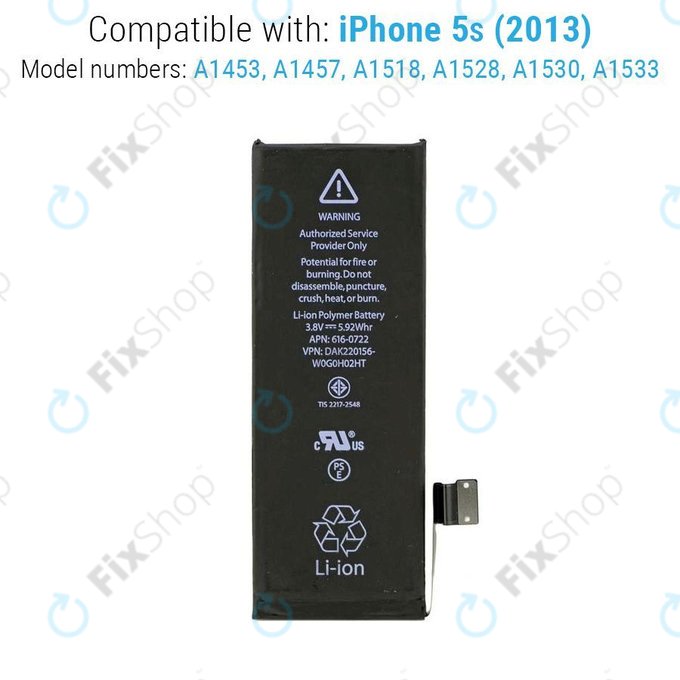 Baterie pro iPhone 5S, 1560mAh, FixPremium