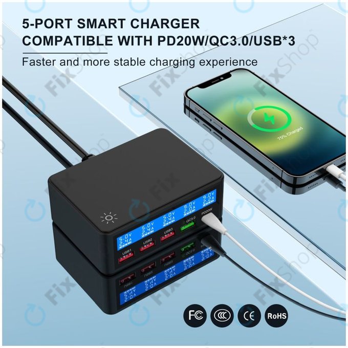 FixPremium - USB Servisní Nabíjecí Stanice s USB 3.0 a USB-C