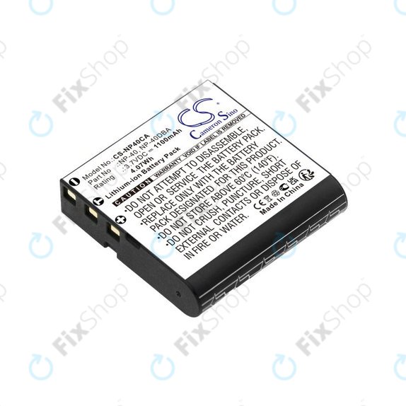 Baterie pro Casio Exilim Ex-FC100, 1100mAh, Li-Ion, 3.7V, NP-40, HQ