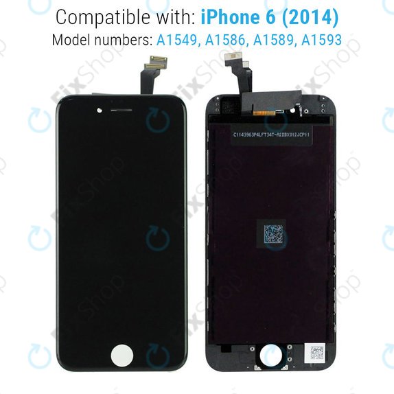 Displej pro iPhone 6, Black, Dotykové sklo s rámem, Refurbished