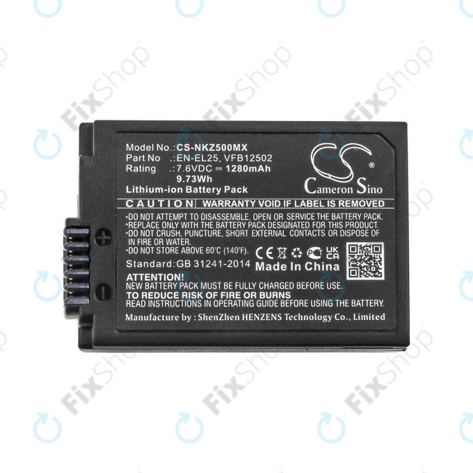 Baterie pro Nikon Z50, Z50 ZFC, Z30, Z FC, 1280mAh, Li-Ion, 7.6V, EN-EL25, HQ