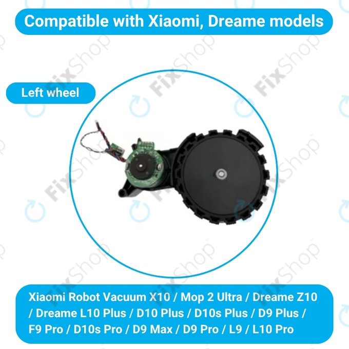 Xiaomi Robot Vacuum X10, Dreame Z10 Pro, L10 Plus, D10 Plus - Kolo s Motorem (Levé) (Černé)