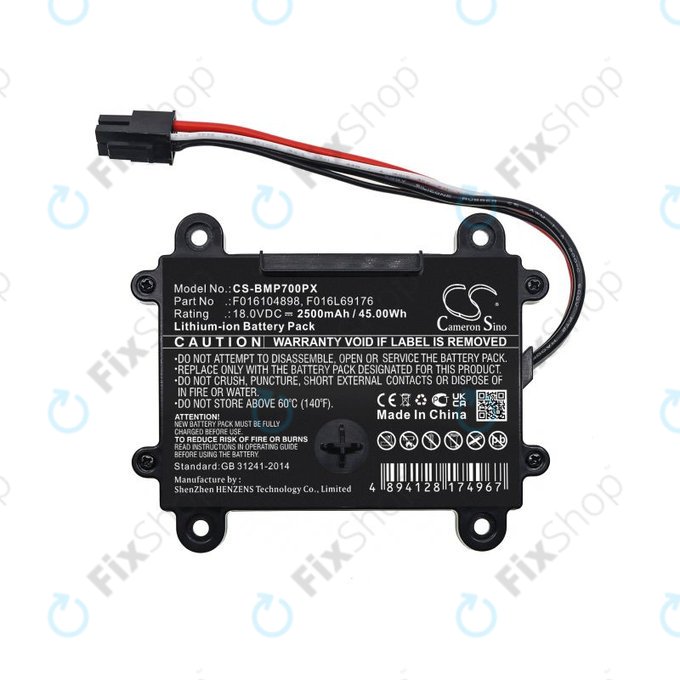 Baterie pro Bosch Indego 350, 400, M 700, Indego S+ 350, 2500mAh, Li-Ion, 18V, F016104898, HQ