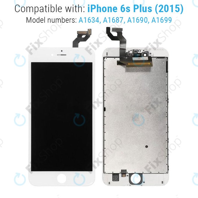 Displej pro iPhone 6S Plus, White, Dotykové sklo s rámem