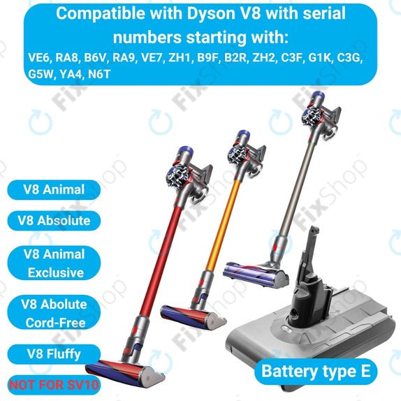 Dyson V8 - Baterie 215681, PM8-US-HFB1497A Li-Ion 21.6V 2600mAh HQ