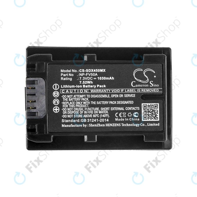 Baterie pro Sony FDR-AX33, 40, 45, 53, 60, 700, P33, HDR-CX450, 625, 1030mAh, Li-Ion, 7.3V, NP-FV50A, HQ