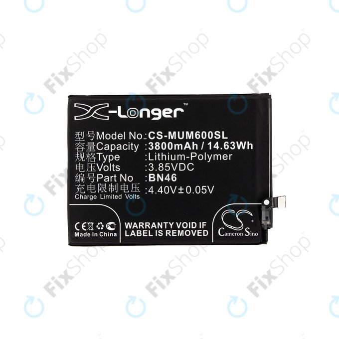 Baterie pro Xiaomi Redmi Note 8T, 3800mAh, Li-Pol, 3.85 V, BN46, HQ