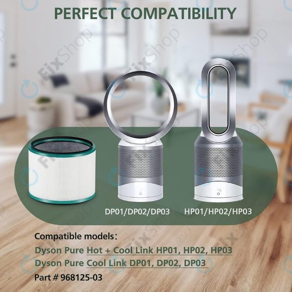 Dyson Pure Hot + Cool-series, Pure Cool Desk-series - HEPA filtr (Aktivní uhlí) (Green)