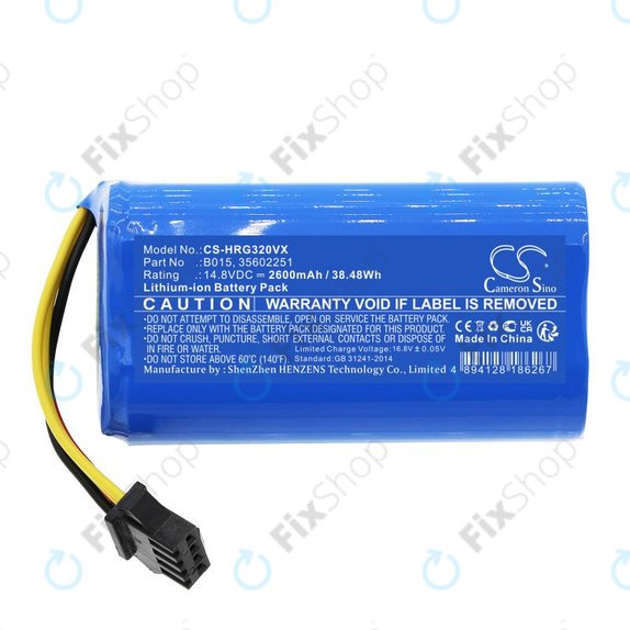 Baterie pro Hoover HGO31, HGO32, HGO33, 2600mAh, Li-Ion, 14.8V, B015, HQ