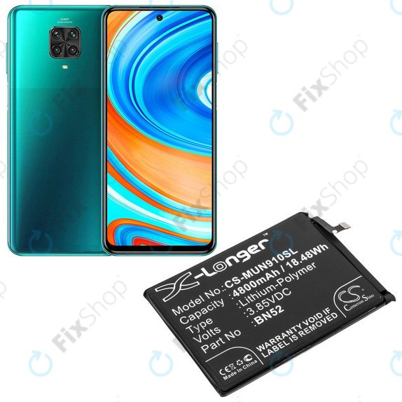 Baterie pro Xiaomi Redmi Note 9 Pro, 4800mAh, Li-Pol, 3.85 V, BN52, HQ