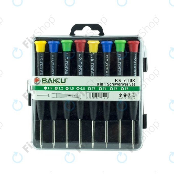 Baku BK-6108 - Sada Šroubováků na Servis Telefonů, Tabletů a Notebooků (8ks)