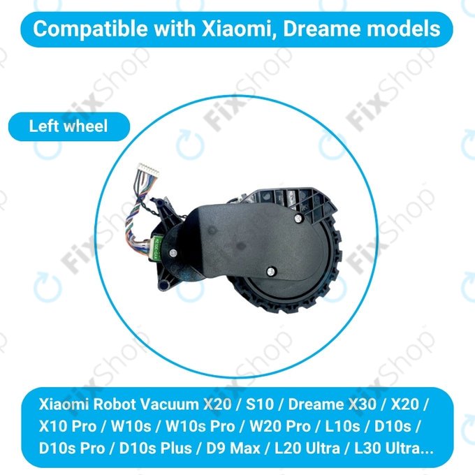 Xiaomi Robot Vacuum X20, S10, Dreame X30, X20, X10 Pro - Kolo s Motorem (Levé) (Černé)
